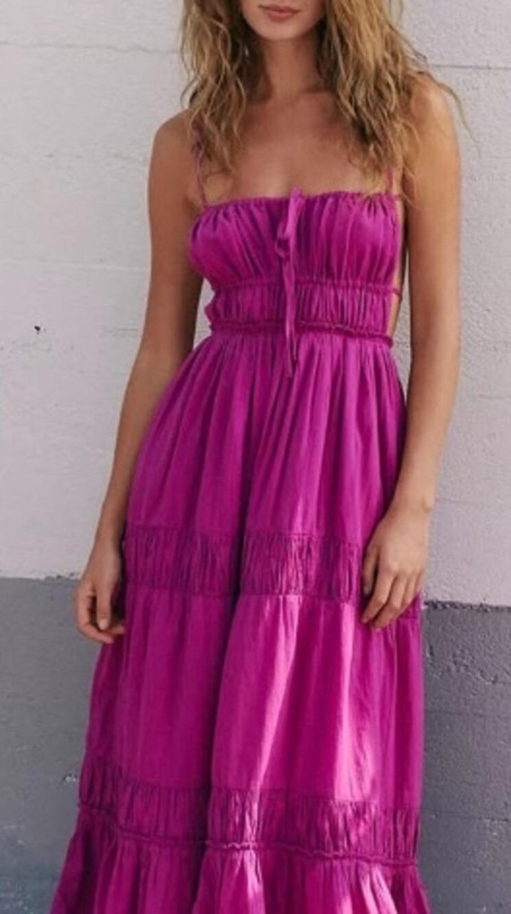 138 NWOT Free People Taking Sides Maxi Dress | Color Magenta | Medium